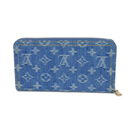 Louis Vuitton Long Wallet Purse M23161 Monogram Denim Canvas And Grained Leather Blue Takashi
