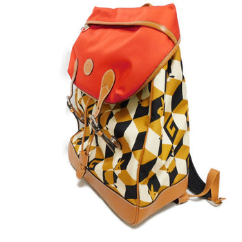 Gucci Backpack 696013 Nylon X Calfskin Brown G Logo Rabbit Red Interlocking G Lybit Nylon Daypack