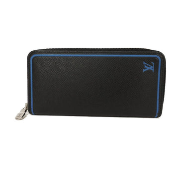 Louis Vuitton Long Wallet Purse M30070 Taiga Leather (Stamped) Noir New Zip Around Black Blue Taiga