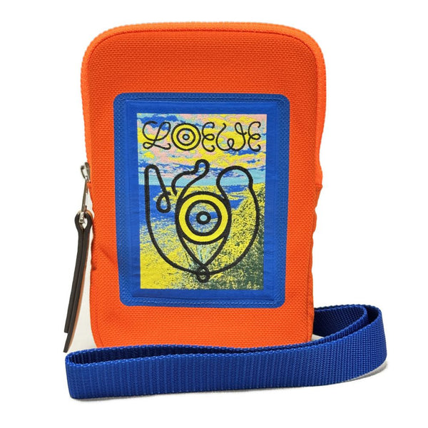 Loewe Shoulder Bag 101.50.V41 Polyester Orange Cotton Neck Strap Pouch Unused Logo I Nature Phone