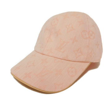 Louis Vuitton Hat Cotton Pink Lv Logo Flower In Good Condition Monogram Jacquard Denim Be My Cap