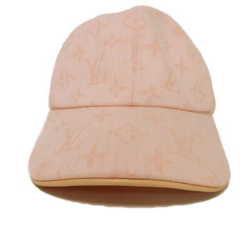 Louis Vuitton Hat Cotton Pink Lv Logo Flower In Good Condition Monogram Jacquard Denim Be My Cap