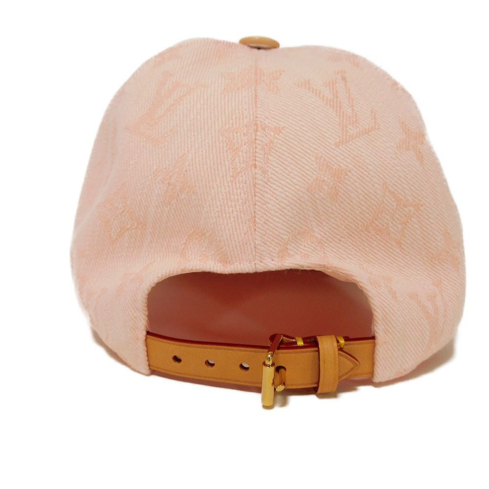 Louis Vuitton Hat Cotton Pink Lv Logo Flower In Good Condition Monogram Jacquard Denim Be My Cap