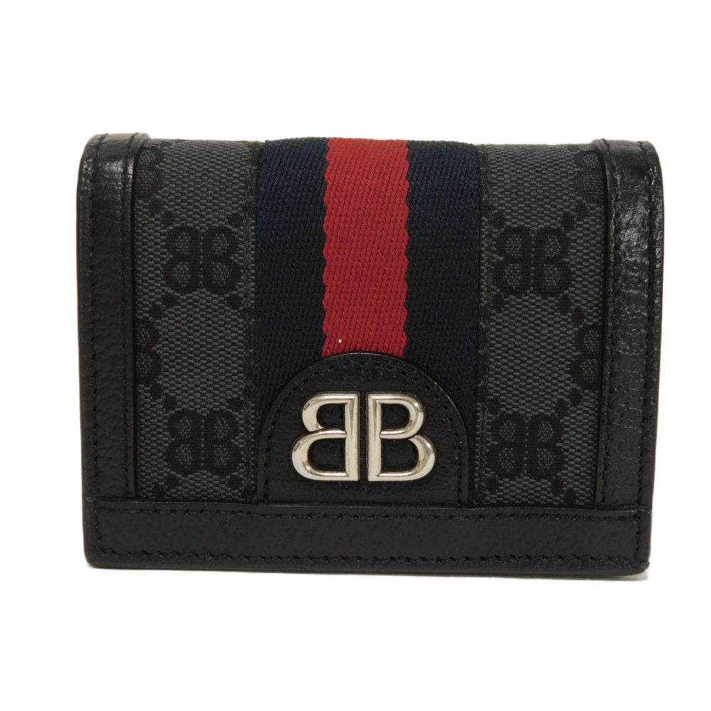 Balenciaga Bifold Wallet 680385 2103X 1000 Gg Canvas X Calf Leather Black Bb Gg Canvas Gucci The