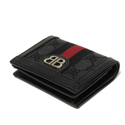 Balenciaga Bifold Wallet 680385 2103X 1000 Gg Canvas X Calf Leather Black Bb Gg Canvas Gucci The