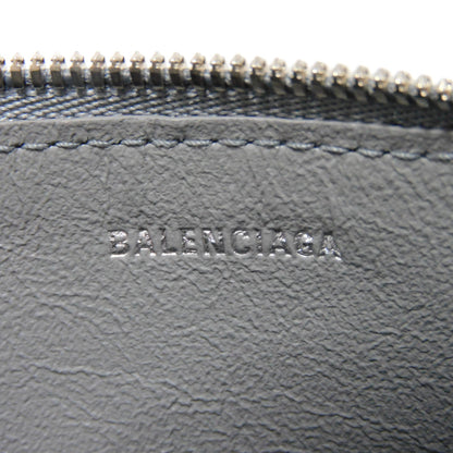 Balenciaga Coin Case 810902 2Abgg 1181 Smooth Scarf Skin Gray Current Unused New Logo Foil Stamping