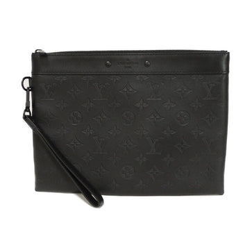 Louis Vuitton Clutch Bag M81570 Shadow Leather (Monogram Embossing) Noir Current Lv Logo Black