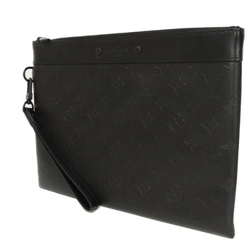 Louis Vuitton Clutch Bag M81570 Shadow Leather (Monogram Embossing) Noir Current Lv Logo Black