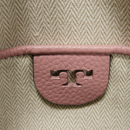 Tory Burch Shoulder Bag 64447 Pebble Leather (Embossed) Pink Tassel Fringe Chainshoulder Double T