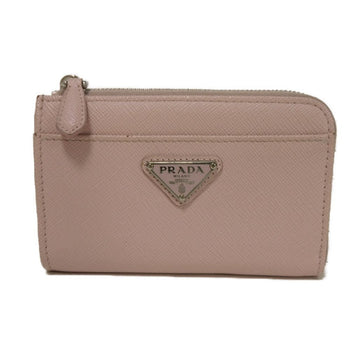 Prada Coin Case 1Pp122 Safiano Leather (Stamped) Pink L-Shaped Zipper Key Ring Card Case Rfid