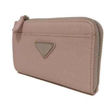 Prada Coin Case 1Pp122 Safiano Leather (Stamped) Pink L-Shaped Zipper Key Ring Card Case Rfid