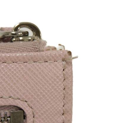 Prada Coin Case 1Pp122 Safiano Leather (Stamped) Pink L-Shaped Zipper Key Ring Card Case Rfid