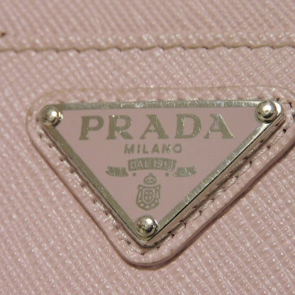 Prada Coin Case 1Pp122 Safiano Leather (Stamped) Pink L-Shaped Zipper Key Ring Card Case Rfid