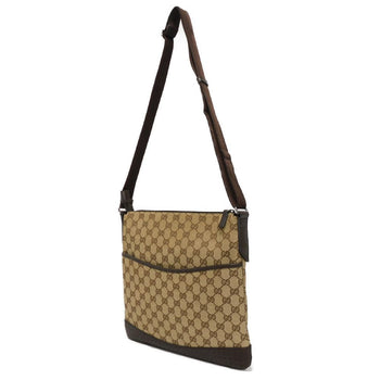 Gucci Shoulder Bag 145857 Gg Canvas X Calf Leather Beige Gg Canvas Perforated Leather Messenger Bag
