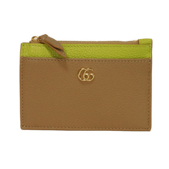 Gucci Coin Case 837966 Aae5F 2843 Calf Leather (Embossed) Beige Current Bicolor Green Keyring