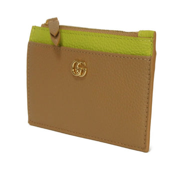 Gucci Coin Case 837966 Aae5F 2843 Calf Leather (Embossed) Beige Current Bicolor Green Keyring