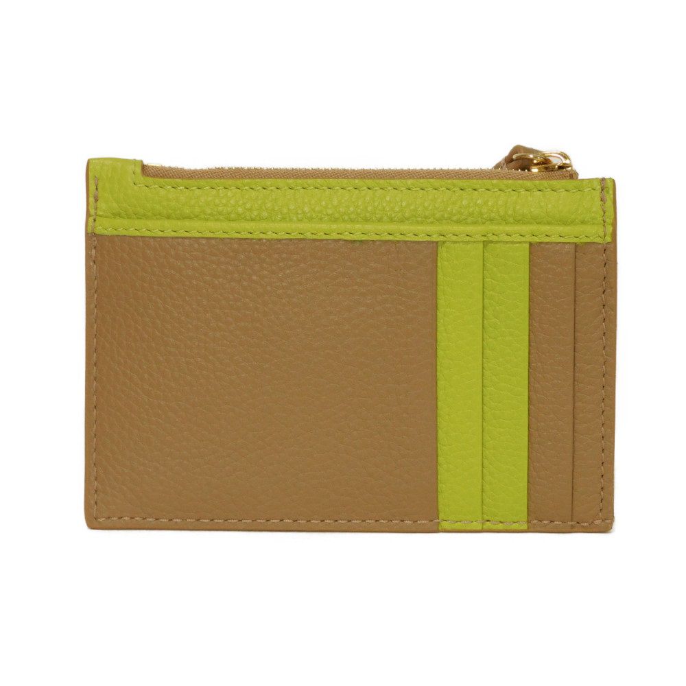 Gucci Coin Case 837966 Aae5F 2843 Calf Leather (Embossed) Beige Current Bicolor Green Keyring