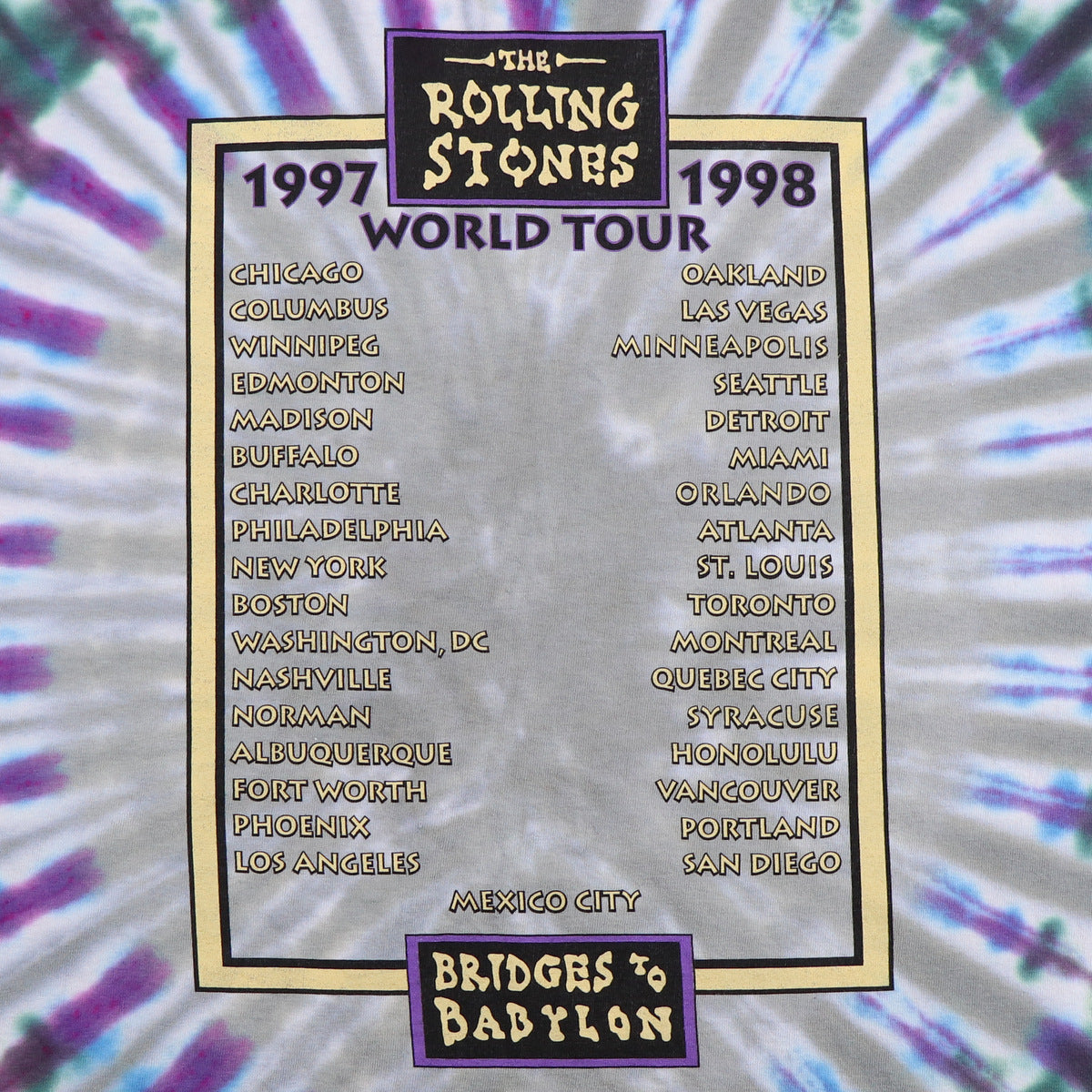 1997 Rolling Stones Bridges To Babylon Tie Dye
