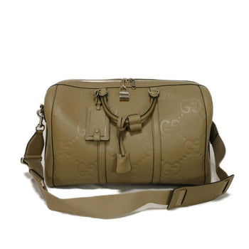 Gucci Boston Duffel Bag 725282 Aaby7 2801 Jumbo Gg Leather Taupe Double G Embossed Jumbo Gg Medium
