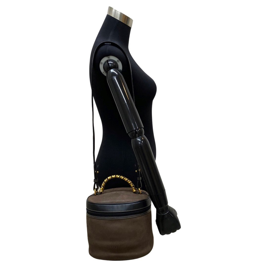 Loewe Shoulder Bag Suede, Leather Brown Twist Handle Velazquez Women