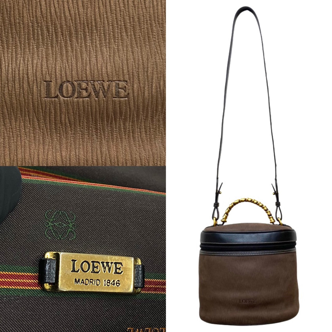 Loewe Shoulder Bag Suede, Leather Brown Twist Handle Velazquez Women