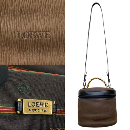Loewe Shoulder Bag Suede, Leather Brown Twist Handle Velazquez Women