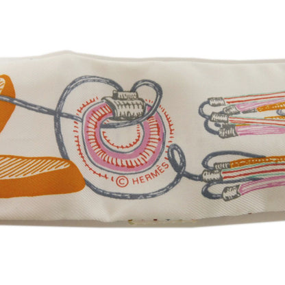 Hermes Scarf Silk White X Rose X Veil Chevaloscope Neon Twilly