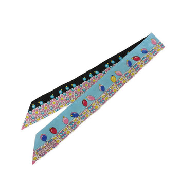 Hermes Scarf Silk Ciel X Black X Rose Maharajah Trinkets Twilly