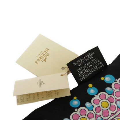 Hermes Scarf Silk Ciel X Black X Rose Maharajah Trinkets Twilly