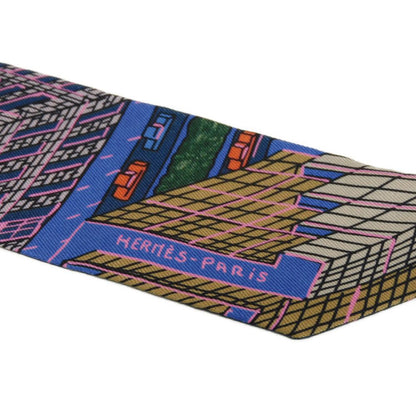Hermes Scarf Silk Blue X Rose X Veil Pantin City Twilly
