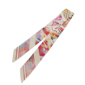 Hermes Scarf Silk Rose X White X Blue Kyoto Marble Twilly