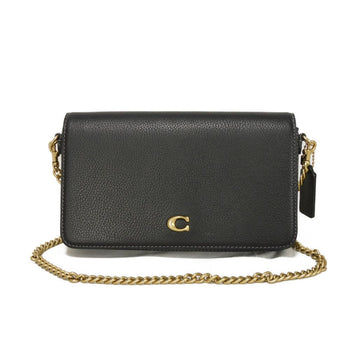 Coach Shoulder Bag Cao01 Polished Pebble Leather X Signature Coated Canvas Black Signature Mila