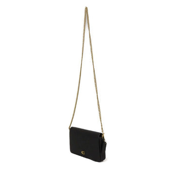 Coach Shoulder Bag Cao01 Polished Pebble Leather X Signature Coated Canvas Black Signature Mila