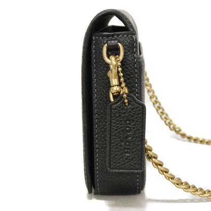 Coach Shoulder Bag Cao01 Polished Pebble Leather X Signature Coated Canvas Black Signature Mila