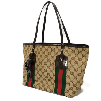 Gucci Tote Bag 211971 Gg Canvas Beige Gg Canvas Web Stripe Tote