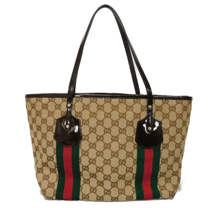 Gucci Tote Bag 211971 Gg Canvas Beige Gg Canvas Web Stripe Tote