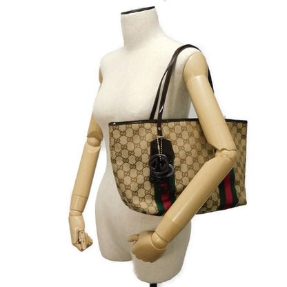 Gucci Tote Bag 211971 Gg Canvas Beige Gg Canvas Web Stripe Tote