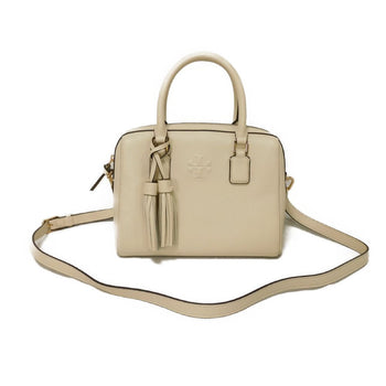 Tory Burch Handbag 84777 Calf Leather (Embossed) Ivory Double T Logo Thea Webb Small Satchel