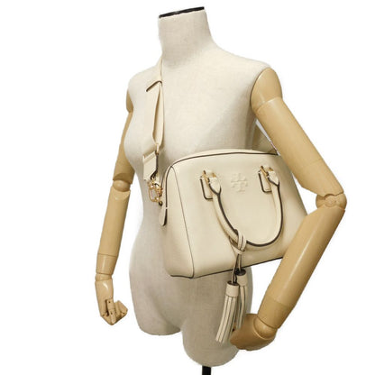 Tory Burch Handbag 84777 Calf Leather (Embossed) Ivory Double T Logo Thea Webb Small Satchel
