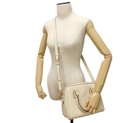 Tory Burch Handbag 84777 Calf Leather (Embossed) Ivory Double T Logo Thea Webb Small Satchel