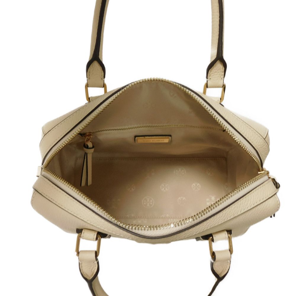 Tory Burch Handbag 84777 Calf Leather (Embossed) Ivory Double T Logo Thea Webb Small Satchel