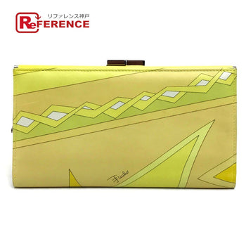 Emilio Pucci Long Wallet Purse Leather Yellow Type Gamaguchi Women