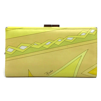 Emilio Pucci Long Wallet Purse Leather Yellow Type Gamaguchi Women