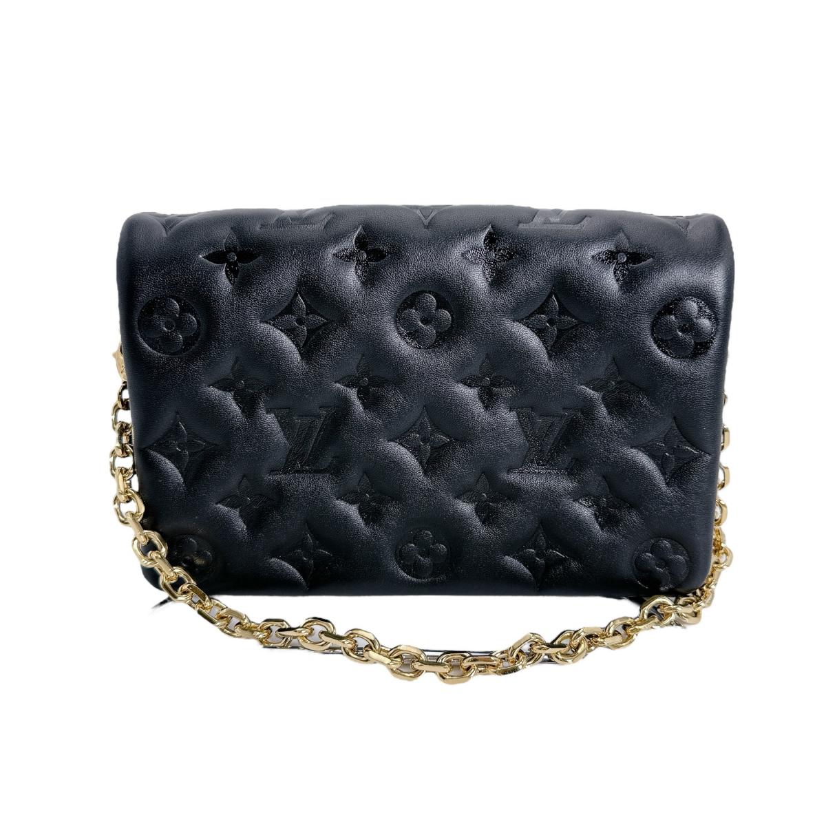 Louis Vuitton Shoulder Bag M82116 Lambskin Black Monogram Pochette Coussin