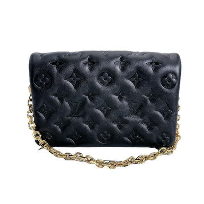 Louis Vuitton Shoulder Bag M82116 Lambskin Black Monogram Pochette Coussin