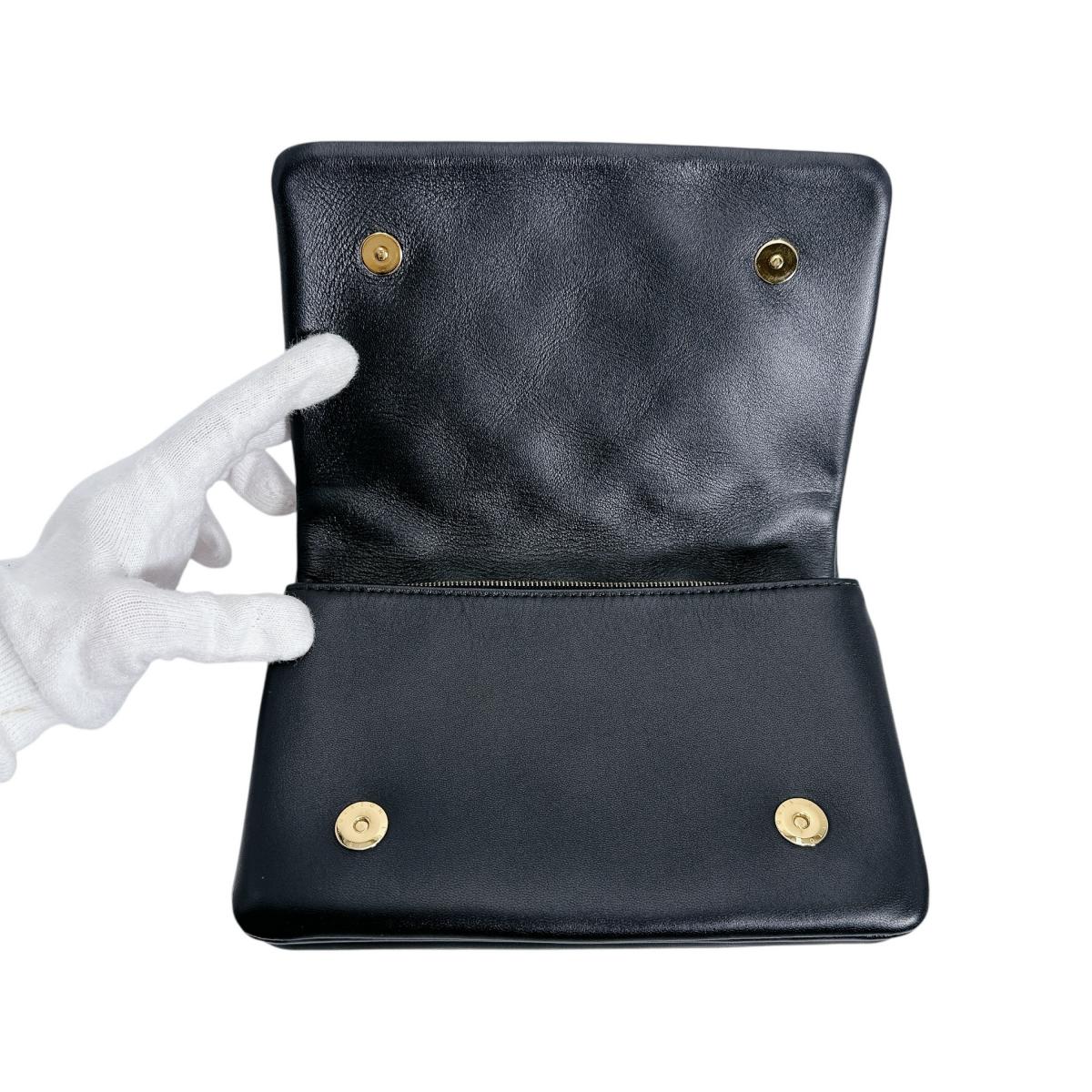 Louis Vuitton Shoulder Bag M82116 Lambskin Black Monogram Pochette Coussin
