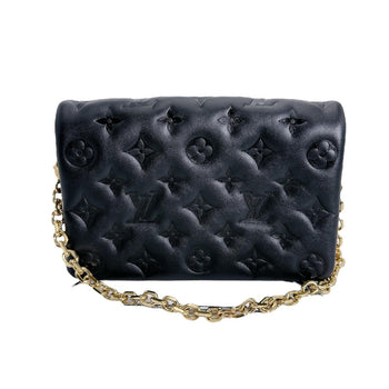 Louis Vuitton Shoulder Bag M82116 Lambskin Black Monogram Pochette Coussin