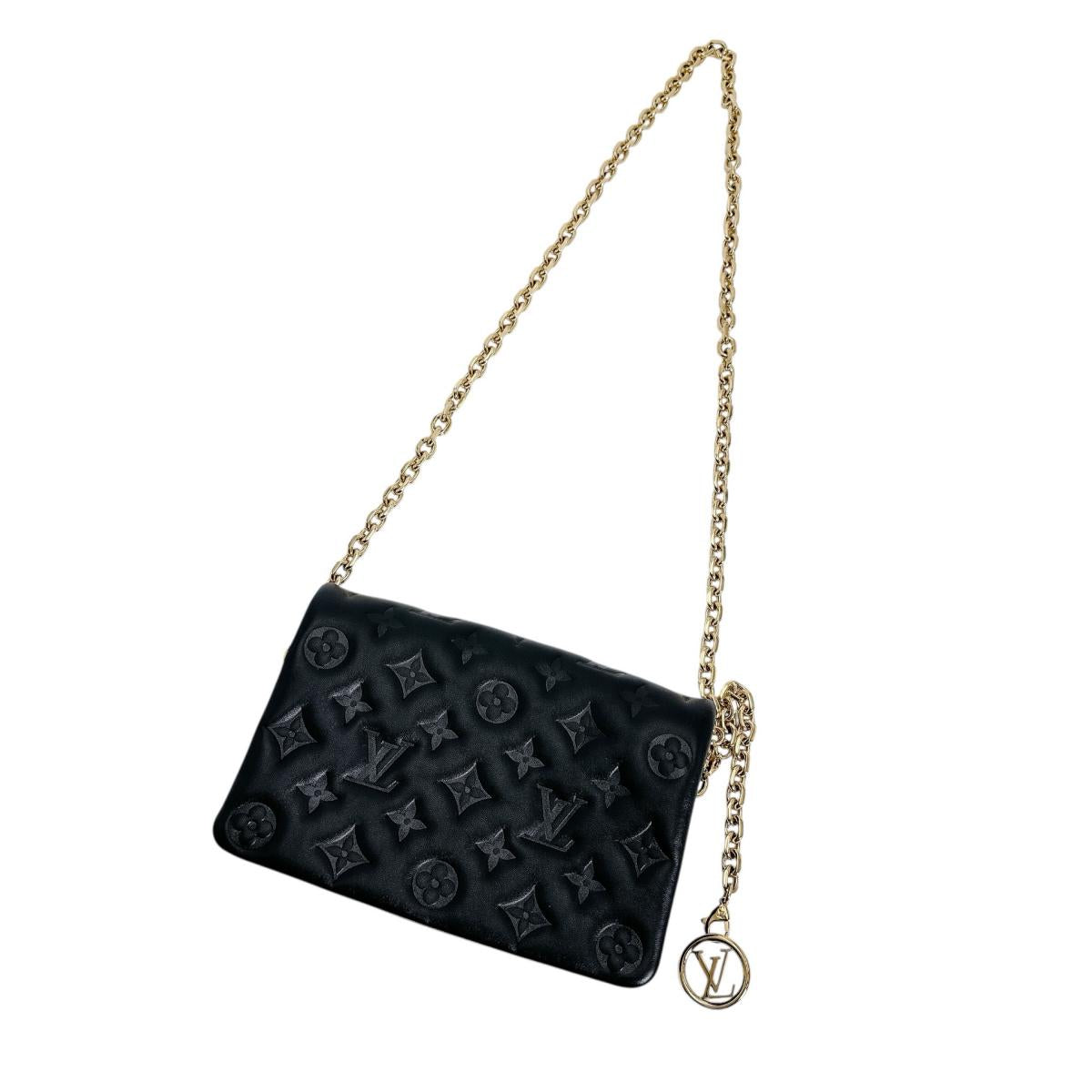 Louis Vuitton Shoulder Bag M82116 Lambskin Black Monogram Pochette Coussin