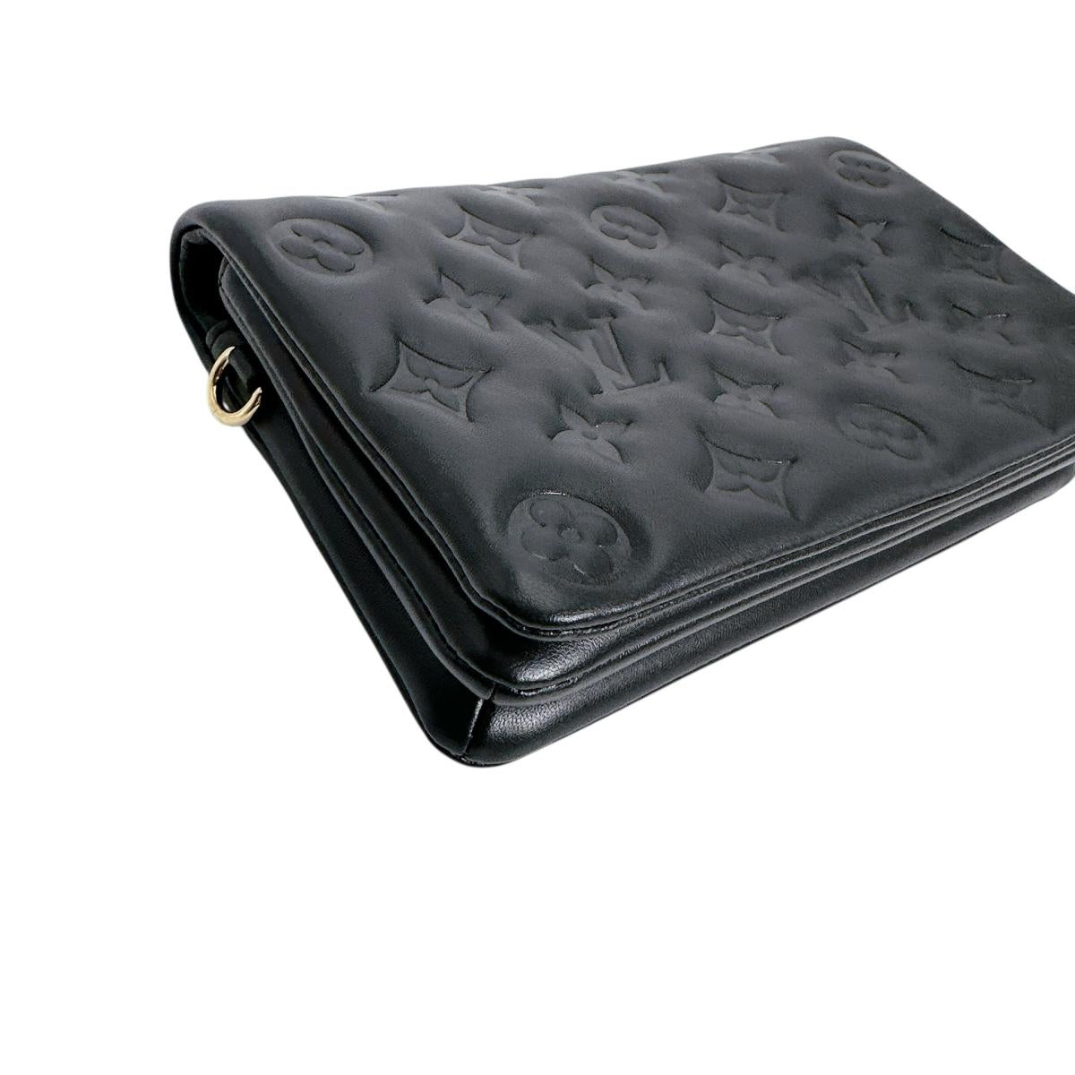 Louis Vuitton Shoulder Bag M82116 Lambskin Black Monogram Pochette Coussin