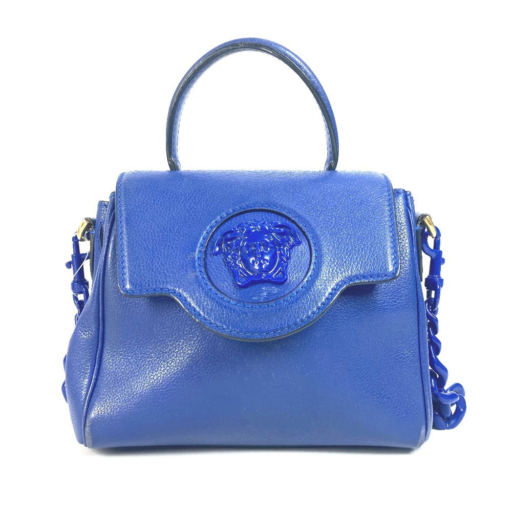 Versace Handbag Leather Blue Medusa Logo